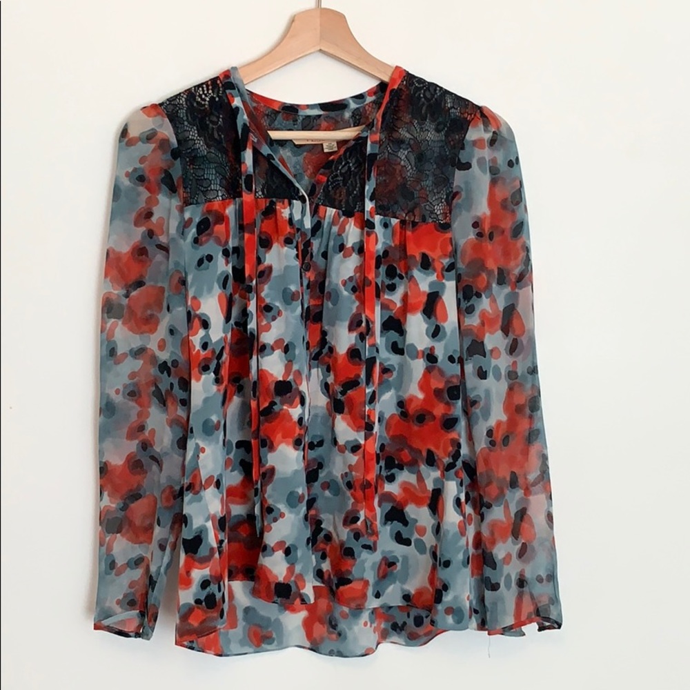 Women’s silk and lace Anthropologie blouse